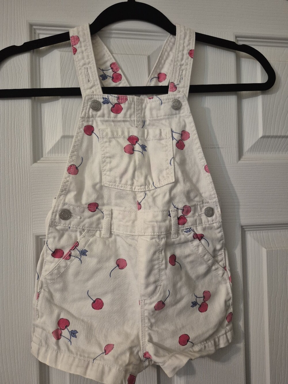 GAP Baby Overalls - White with Red Cherry Print